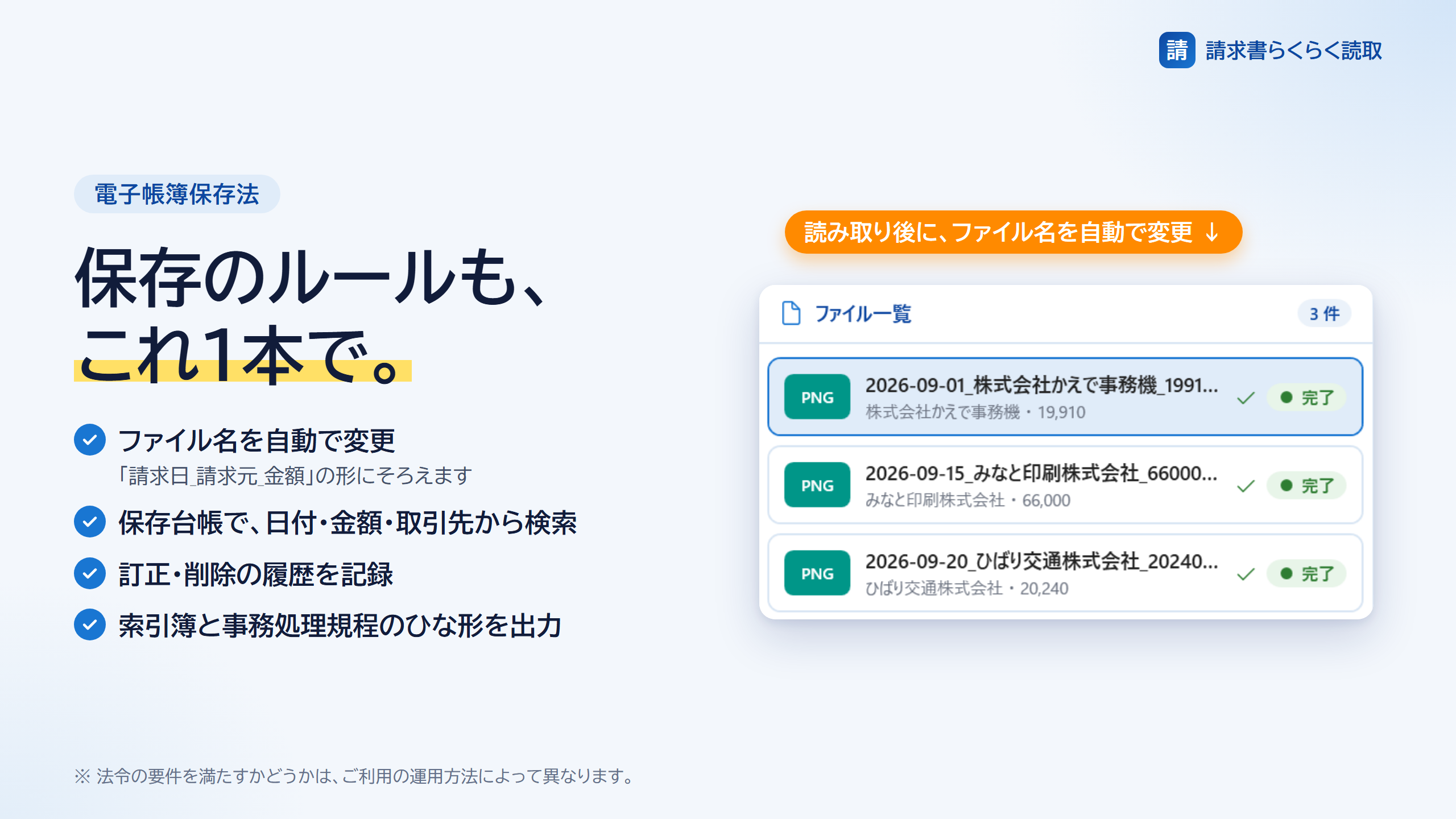 読み取り後に自動でファイル名が変更されたファイル一覧