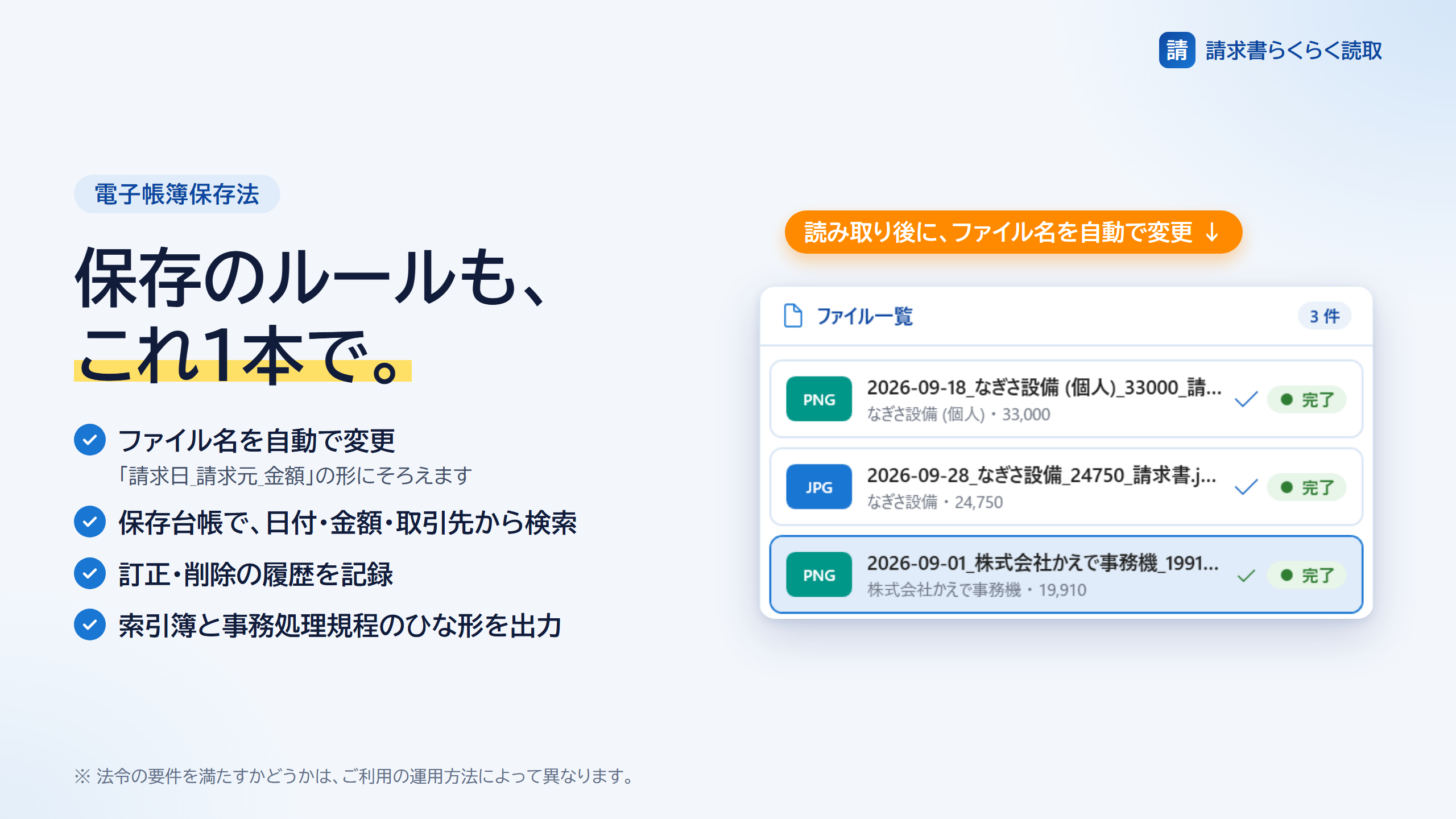 読み取り後に自動でファイル名が変更されたファイル一覧